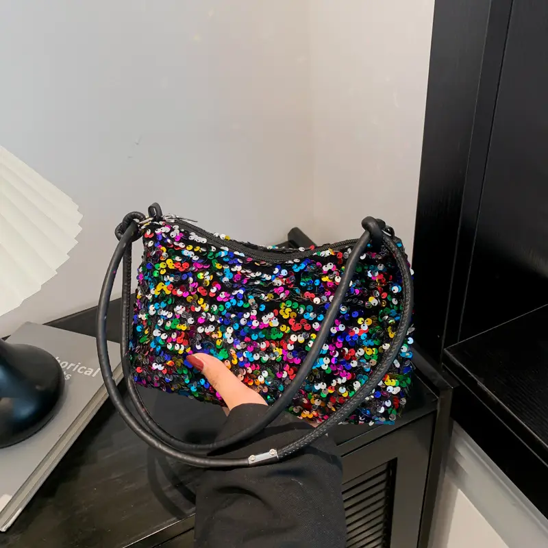 Sequin Shoulder Bag 2024 Summer New Textile Casual Stylish - Image 5