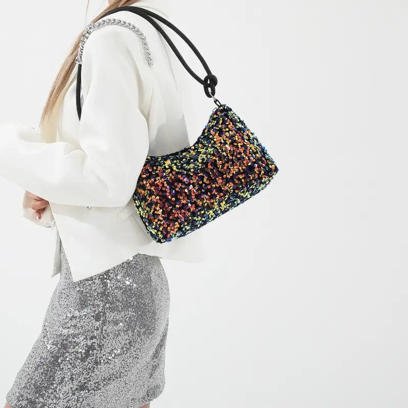 Sequin Shoulder Bag 2024 Summer New Textile Casual Stylish - Image 8