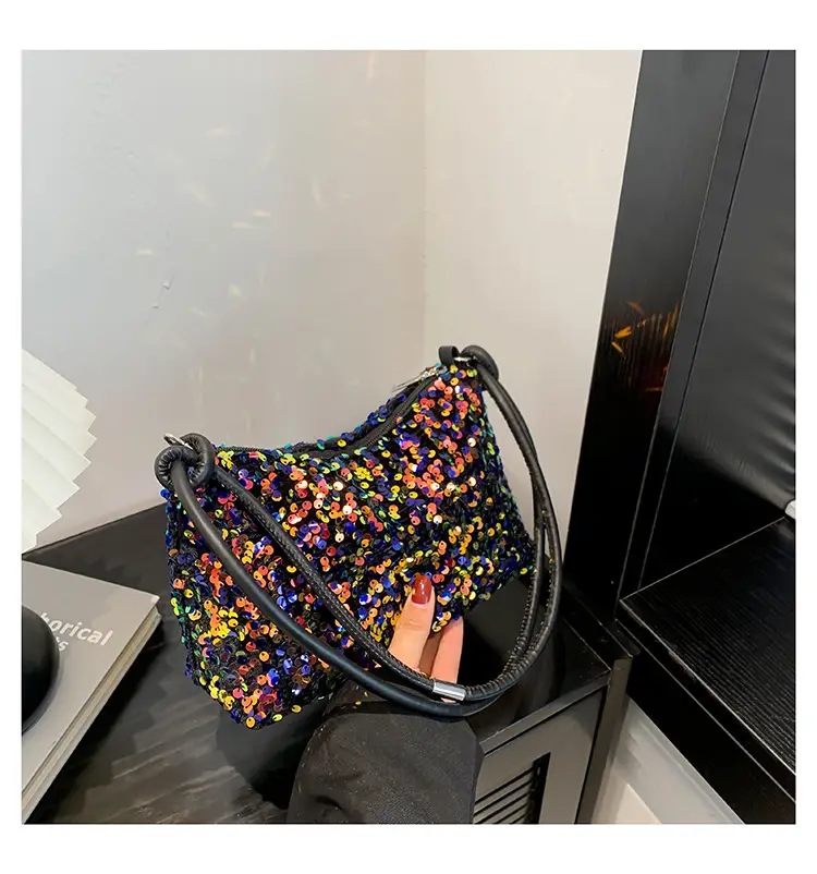 Sequin Shoulder Bag 2024 Summer New Textile Casual Stylish - Image 3