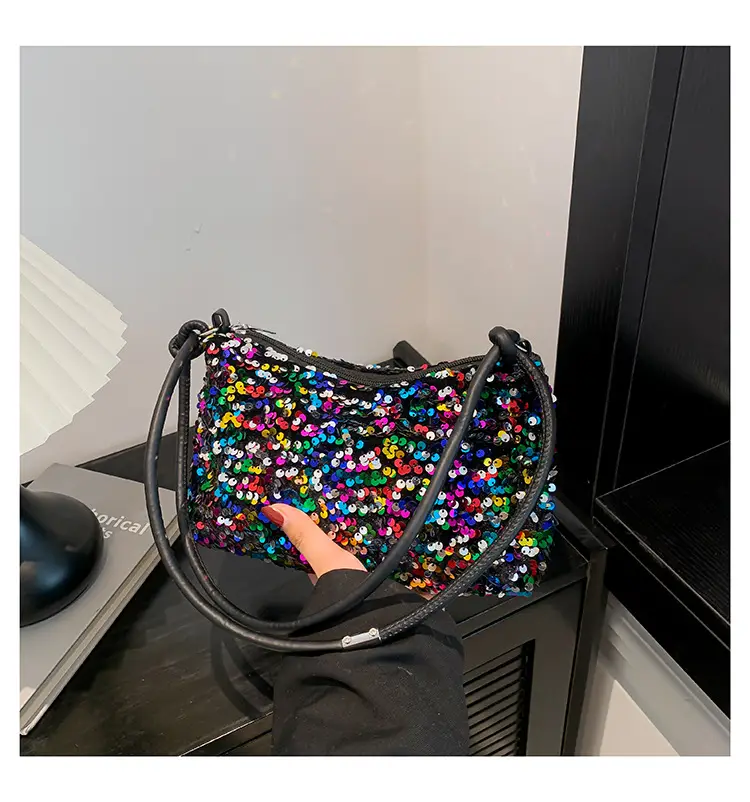 Sequin Shoulder Bag 2024 Summer New Textile Casual Stylish - Image 4