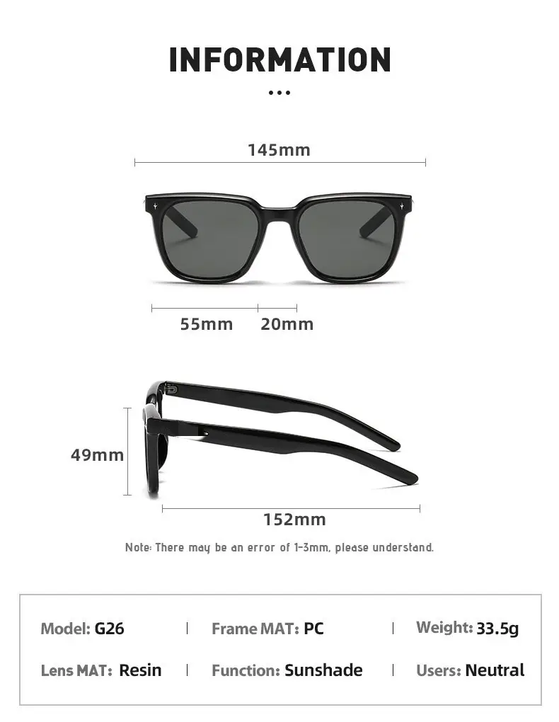 Women UV-Protect Square Sunglasses Black Brown β feature 2