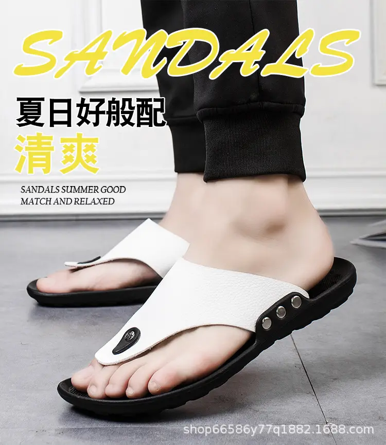 Summer New Men's Flip-Flops, Lightweight Men's Slippers for Going Out at Home, Genuine Leather Waterproof Trendy Men's Shoes, Foreign Trade Wholesale — feature 1