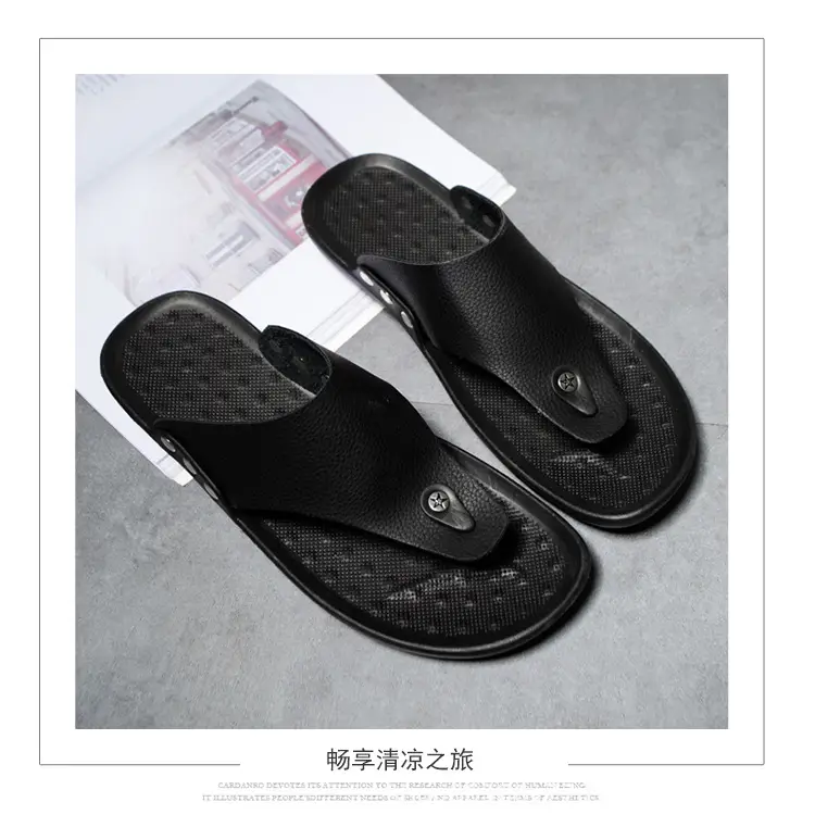Summer New Men's Flip-Flops, Lightweight Men's Slippers for Going Out at Home, Genuine Leather Waterproof Trendy Men's Shoes, Foreign Trade Wholesale — feature 10