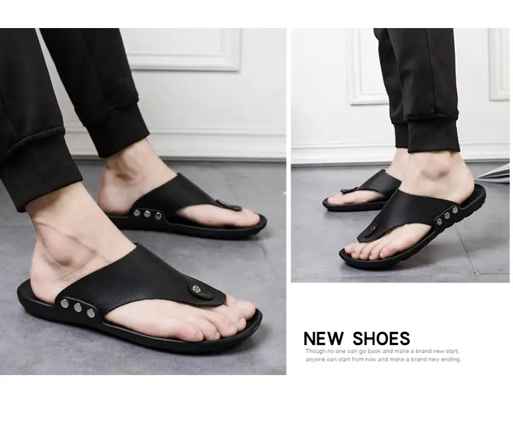 Summer New Men's Flip-Flops, Lightweight Men's Slippers for Going Out at Home, Genuine Leather Waterproof Trendy Men's Shoes, Foreign Trade Wholesale — feature 11