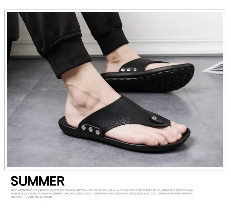 Summer New Men's Flip-Flops, Lightweight Men's Slippers for Going Out at Home, Genuine Leather Waterproof Trendy Men's Shoes, Foreign Trade Wholesale — feature 15