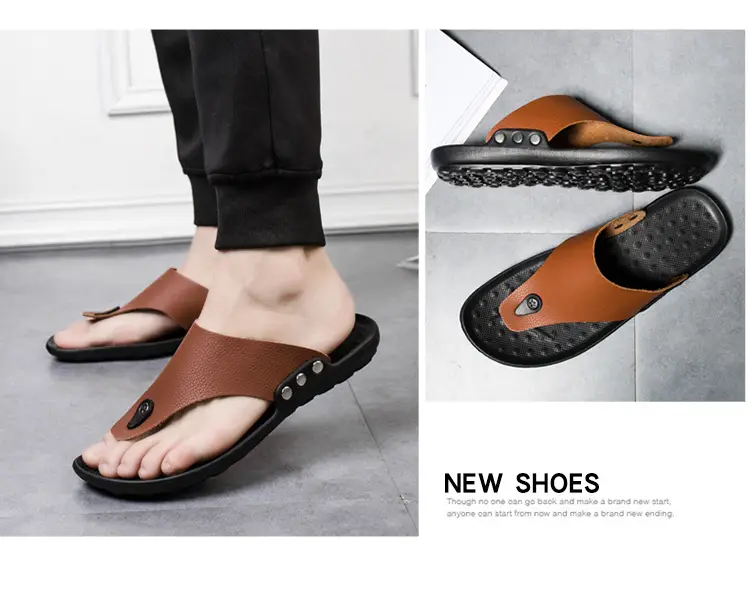Summer New Men's Flip-Flops, Lightweight Men's Slippers for Going Out at Home, Genuine Leather Waterproof Trendy Men's Shoes, Foreign Trade Wholesale — feature 18