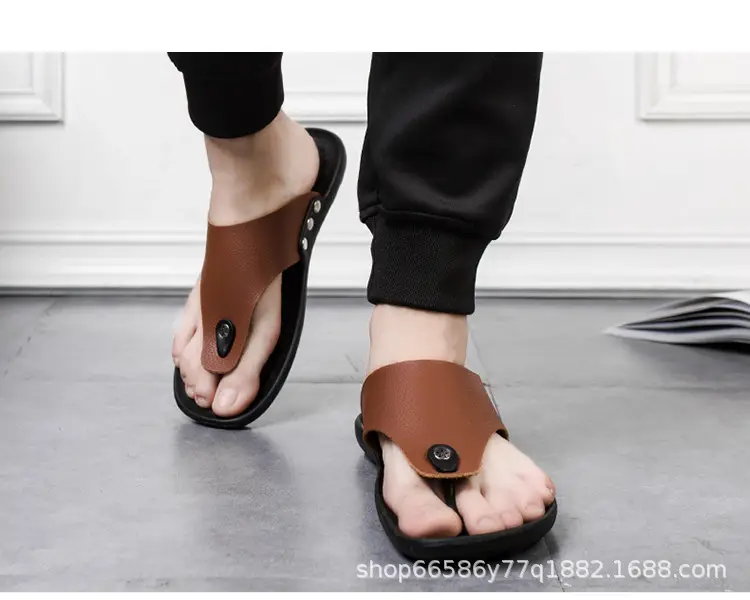 Summer New Men's Flip-Flops, Lightweight Men's Slippers for Going Out at Home, Genuine Leather Waterproof Trendy Men's Shoes, Foreign Trade Wholesale — feature 21