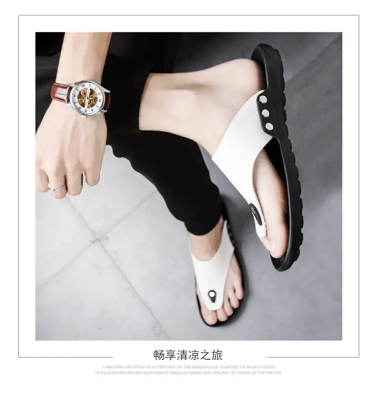 Summer New Men's Flip-Flops, Lightweight Men's Slippers for Going Out at Home, Genuine Leather Waterproof Trendy Men's Shoes, Foreign Trade Wholesale — feature 25