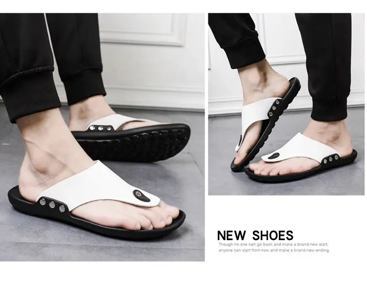 Summer New Men's Flip-Flops, Lightweight Men's Slippers for Going Out at Home, Genuine Leather Waterproof Trendy Men's Shoes, Foreign Trade Wholesale — feature 26