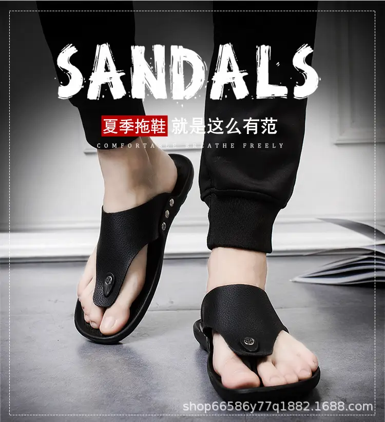 Summer New Men's Flip-Flops, Lightweight Men's Slippers for Going Out at Home, Genuine Leather Waterproof Trendy Men's Shoes, Foreign Trade Wholesale — feature 3