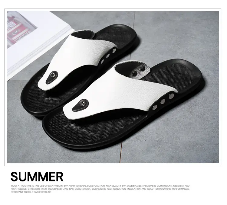 Summer New Men's Flip-Flops, Lightweight Men's Slippers for Going Out at Home, Genuine Leather Waterproof Trendy Men's Shoes, Foreign Trade Wholesale — feature 30