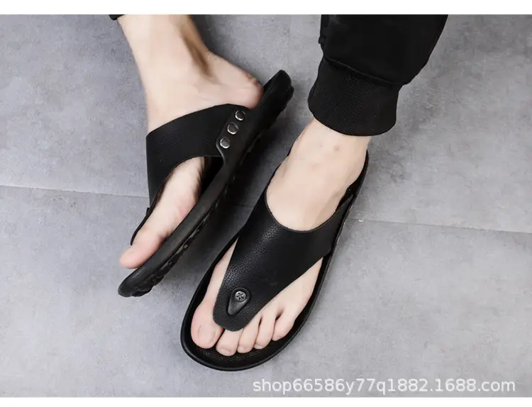 Summer New Men's Flip-Flops, Lightweight Men's Slippers for Going Out at Home, Genuine Leather Waterproof Trendy Men's Shoes, Foreign Trade Wholesale — feature 9