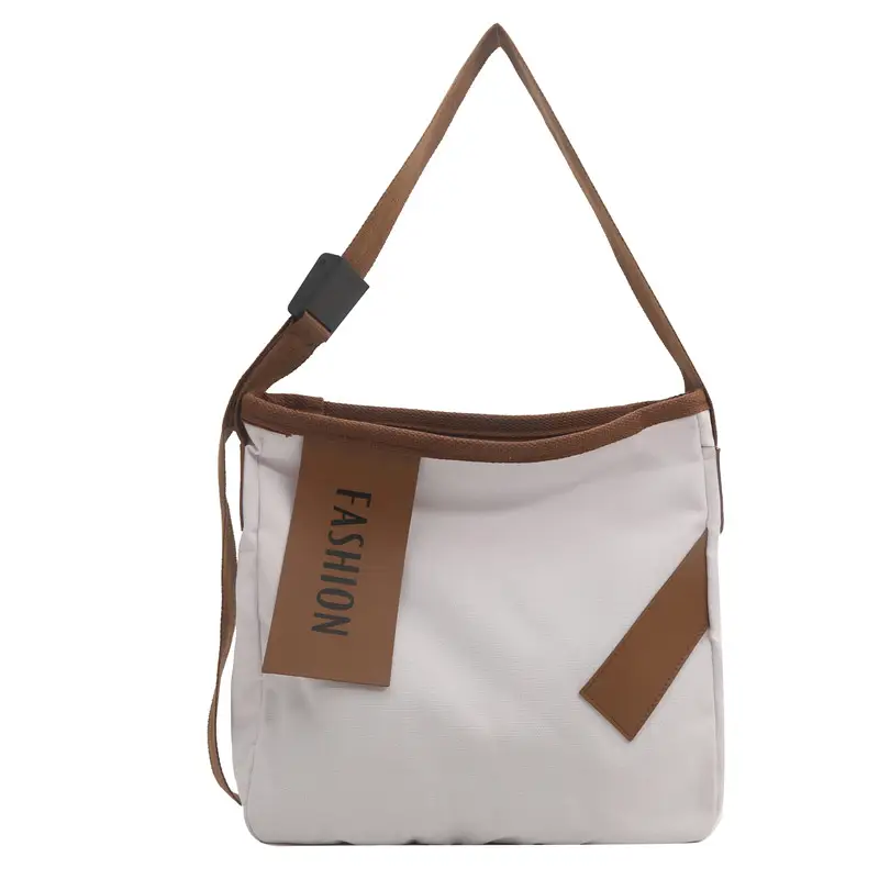 Women Canvas Shoulder Bag Black Brown Contrast 2024 - Image 9