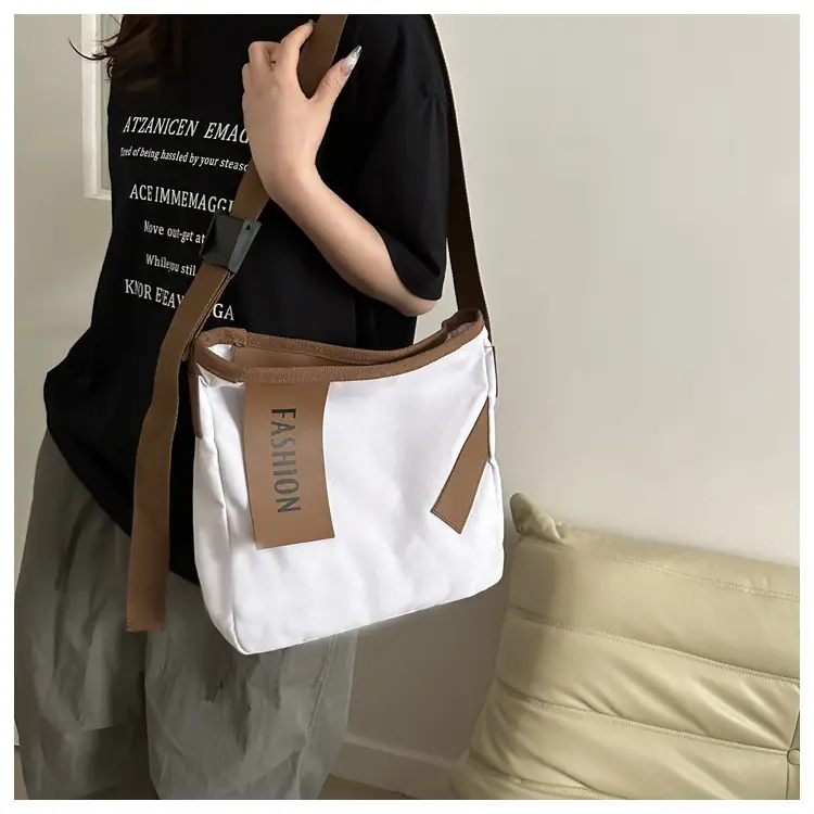 Women Canvas Shoulder Bag Black Brown Contrast 2024 — feature 24