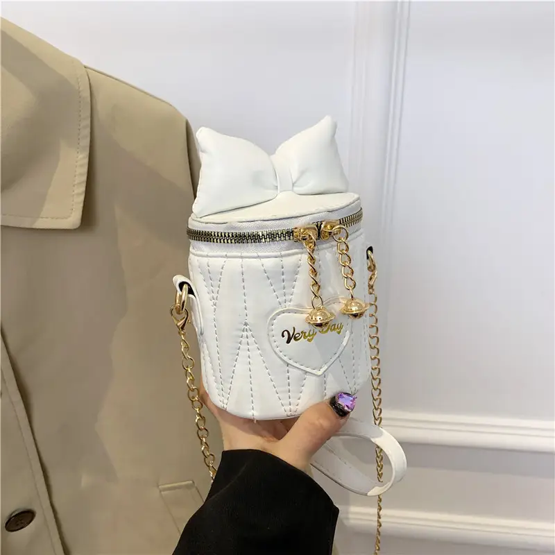 Korean Bow Chain Crossbody Bag Women Black 2024 - Image 8