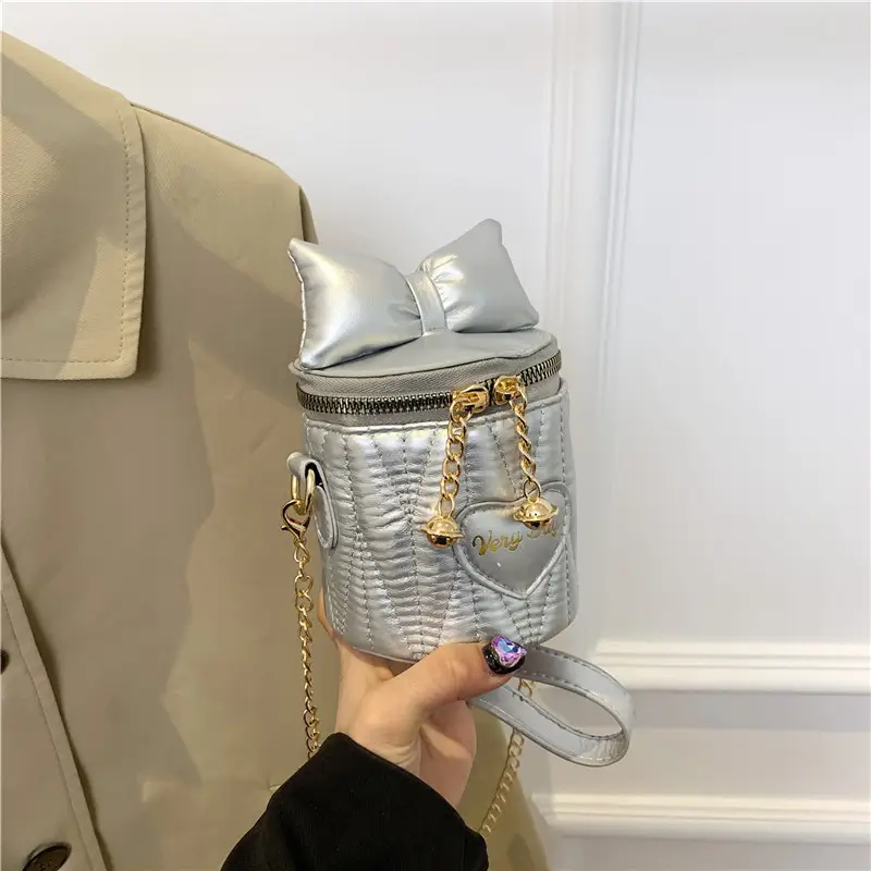 Korean Bow Chain Crossbody Bag Women Black 2024 - Image 9