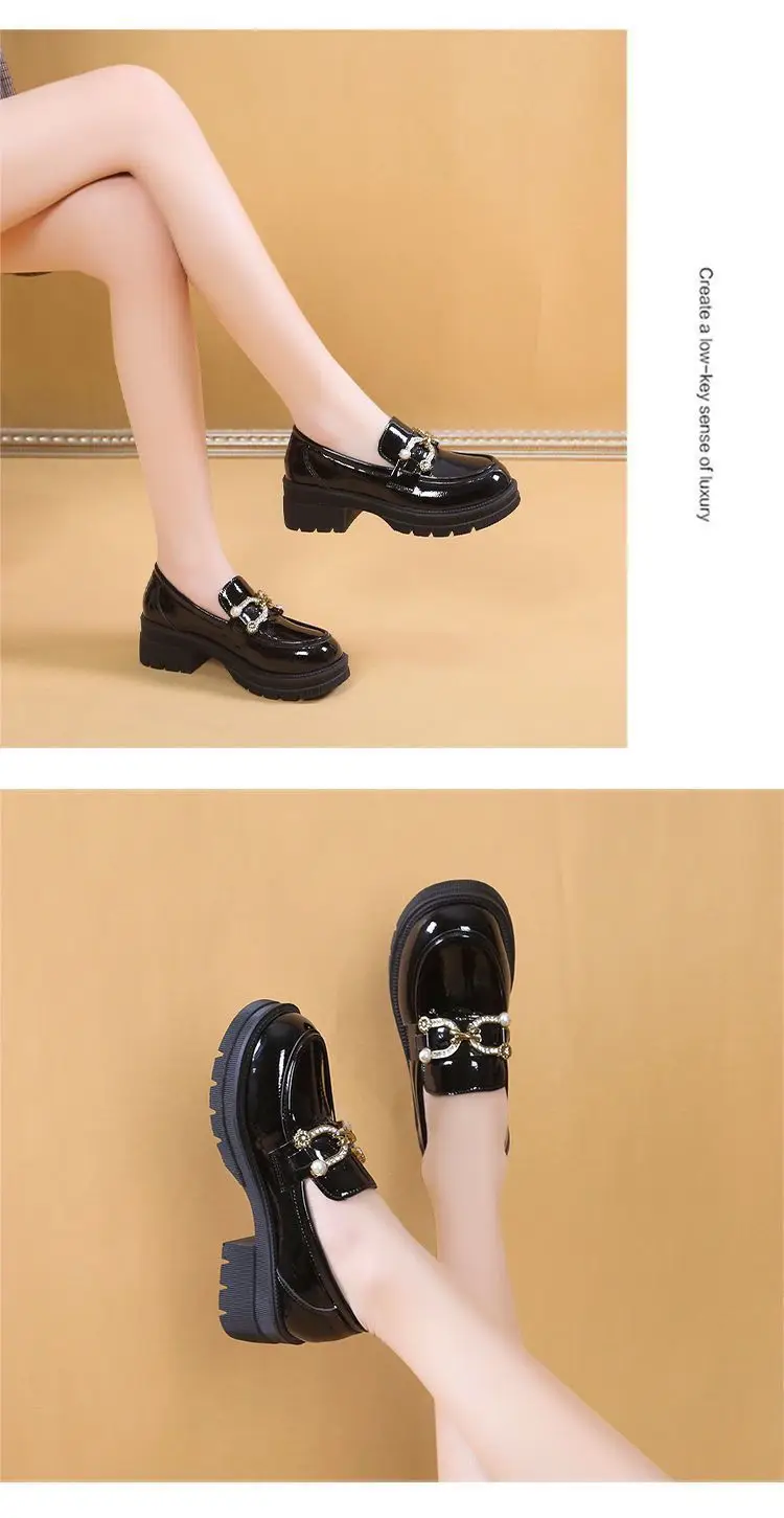 Black Leather Platform Loafers for Women Spring Summer — feature 16
