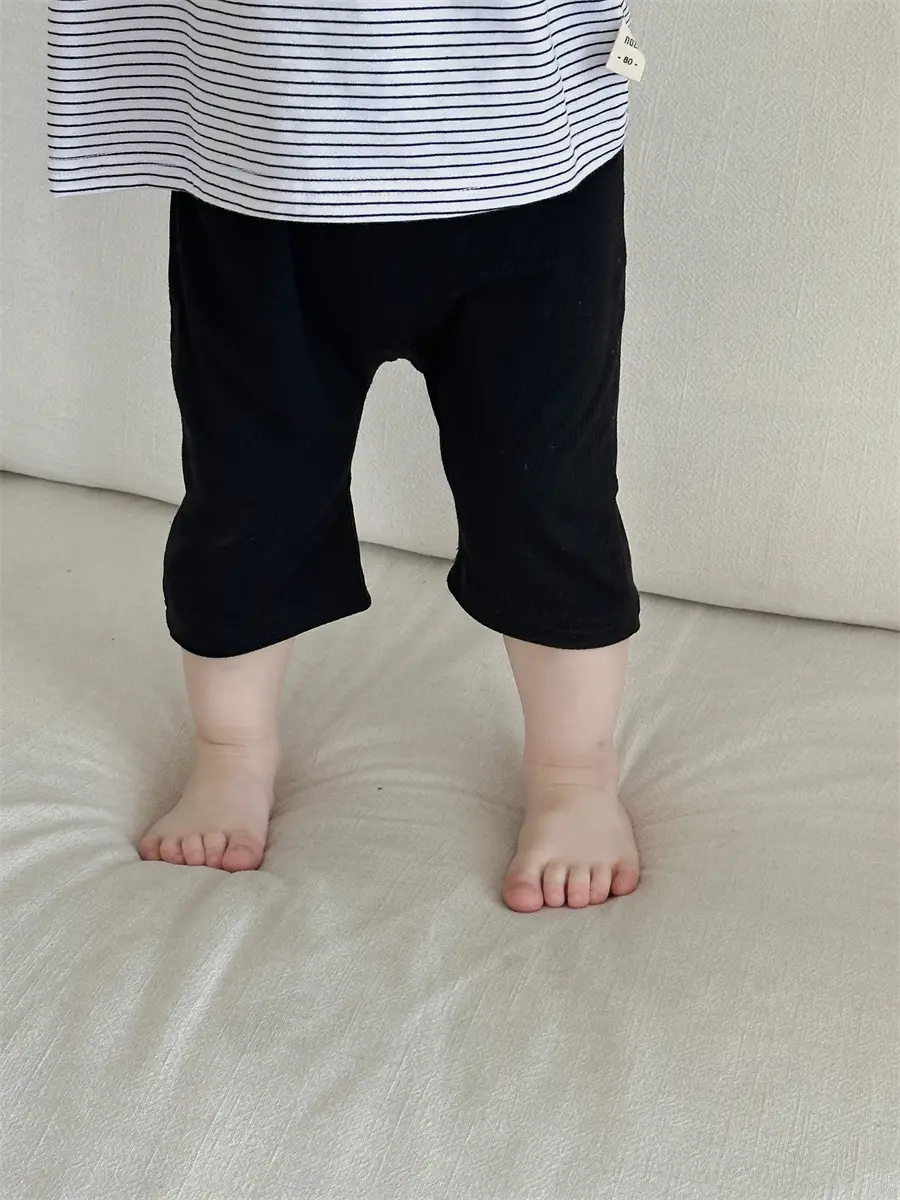 Kids Striped T-Shirt Shorts Set White Blue Bear Print