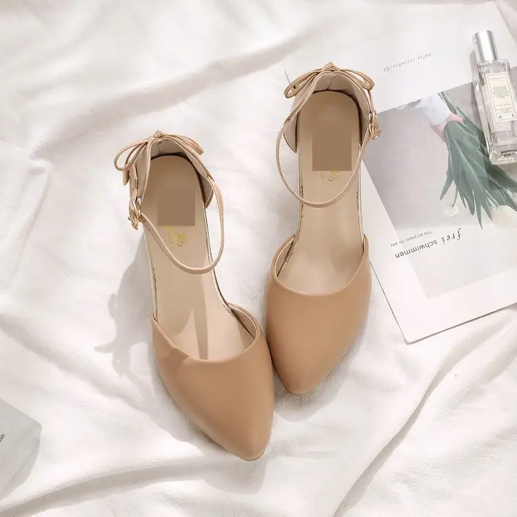 Women's Beige Chunky Heel Sandals 2024 Summer