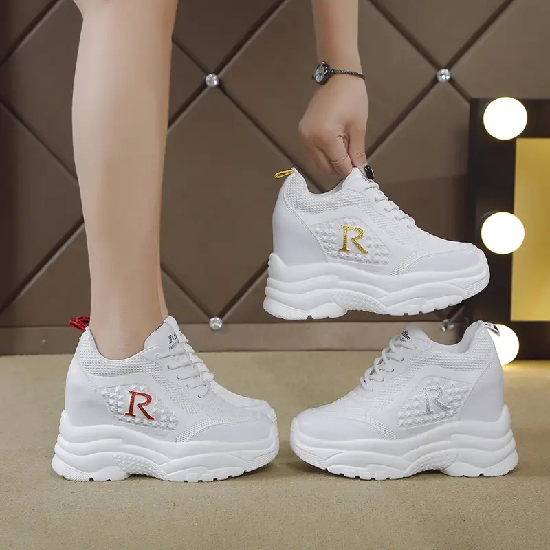 Women White Mesh Sneakers Thick Sole 2024 - Image 7