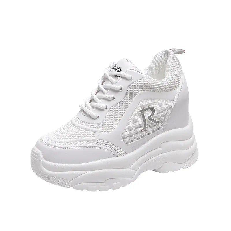 Women White Mesh Sneakers Thick Sole 2024 - Image 8