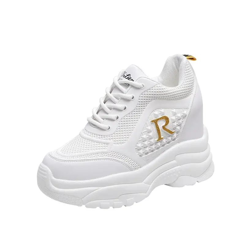 Women White Mesh Sneakers Thick Sole 2024 - Image 2