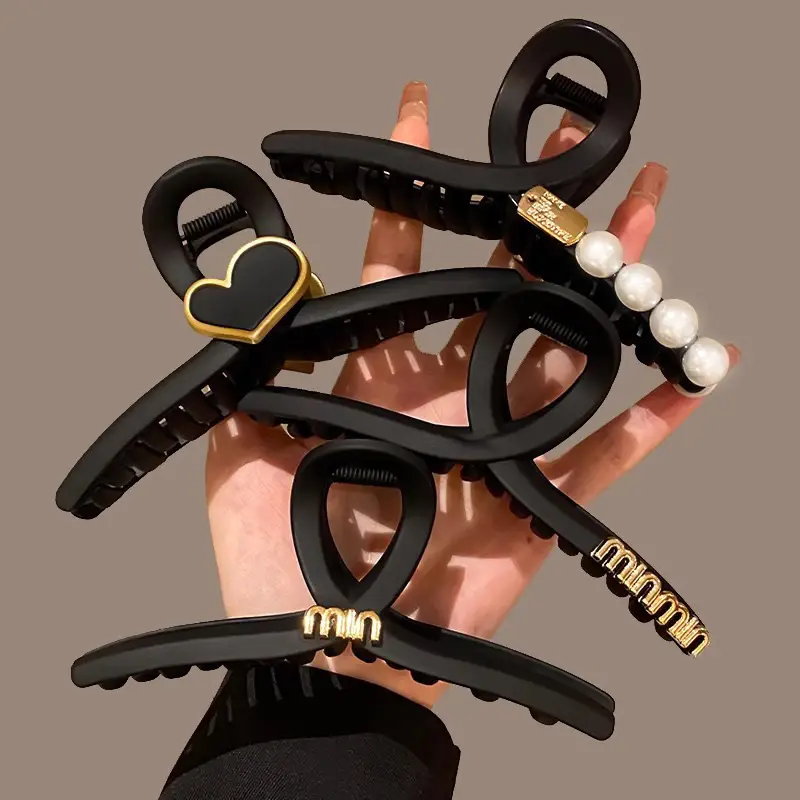 Large Black Shark Hair Clip for Women 12cm