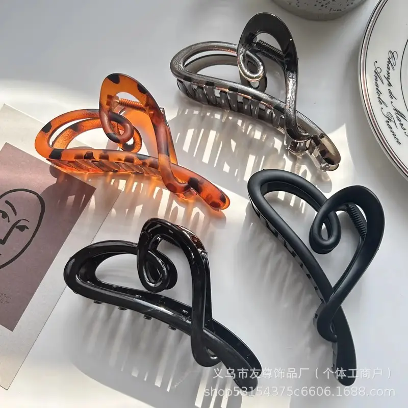 Large Black Shark Hair Clip for Women 12cm