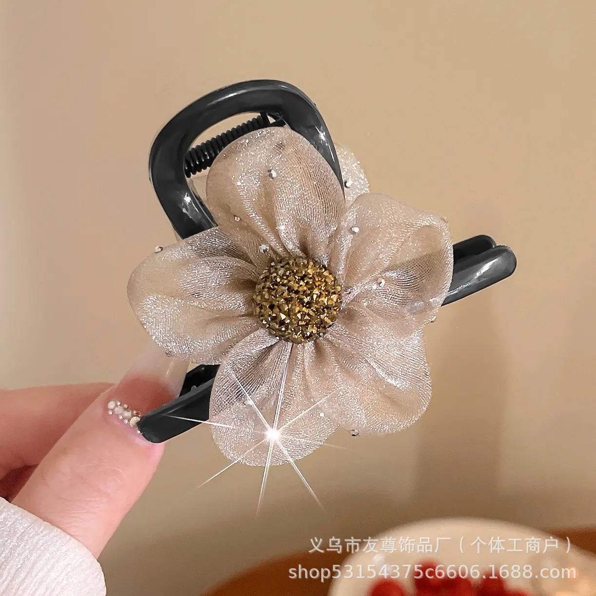 Large Black Shark Hair Clip for Women 12cm