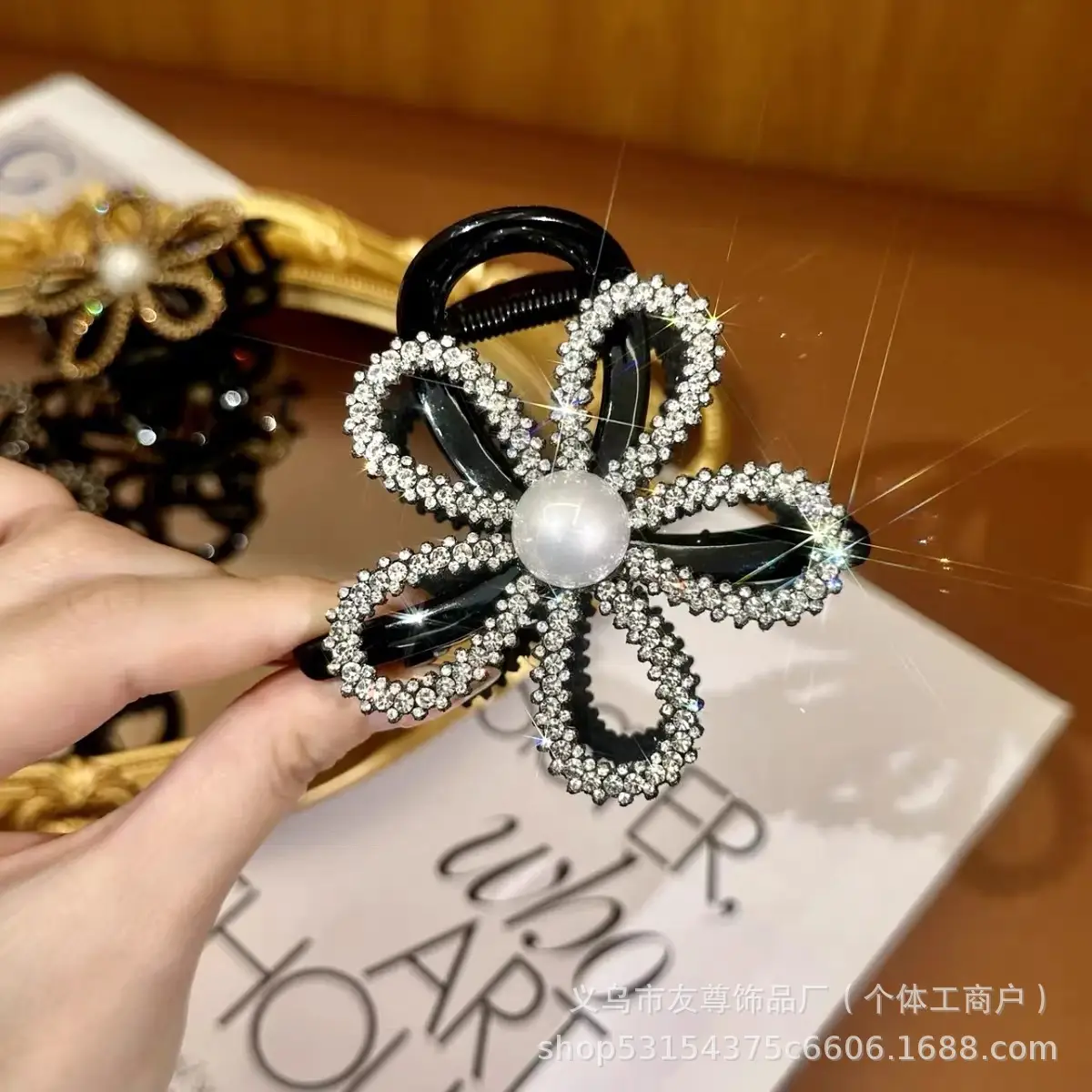 Large Black Shark Hair Clip for Women 12cm