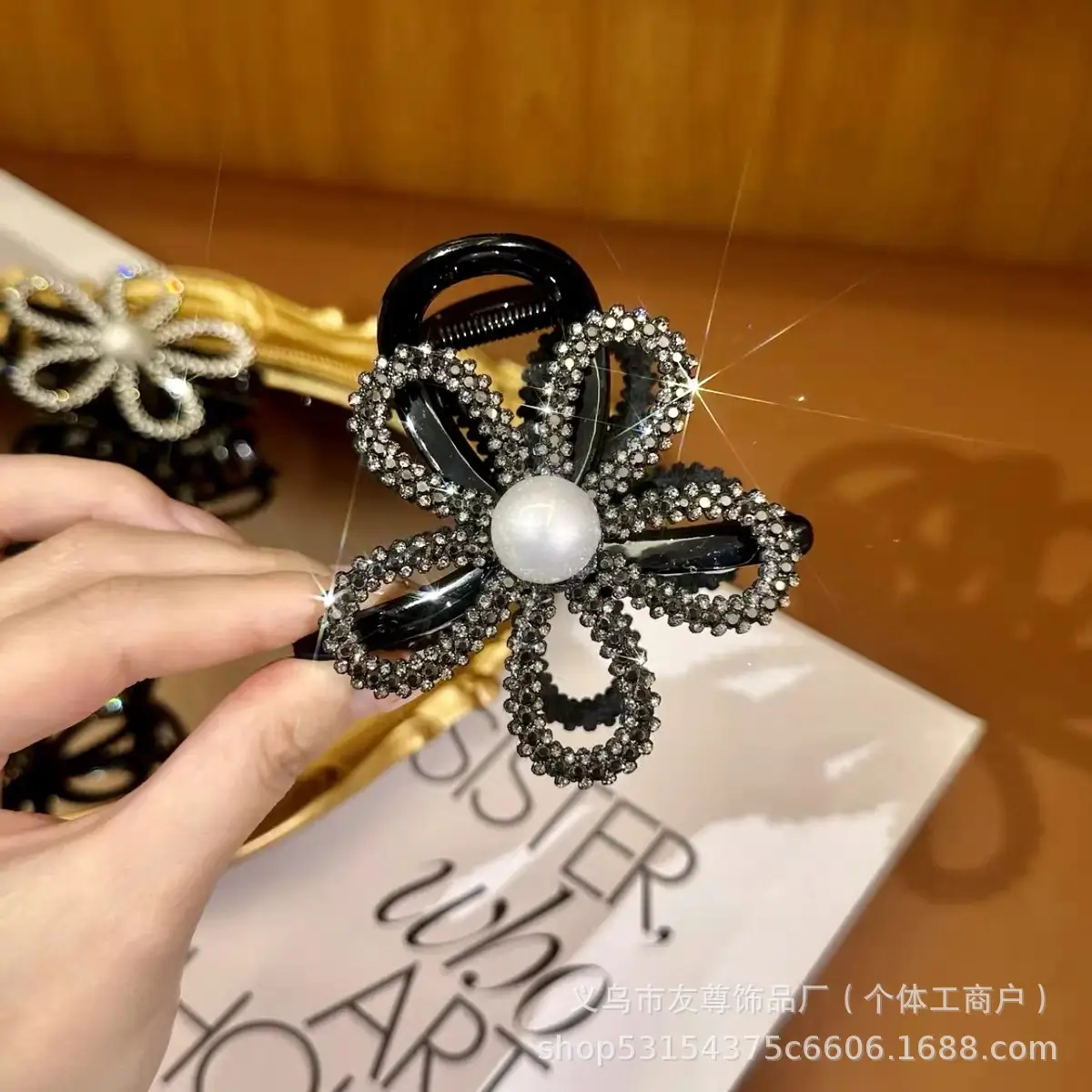 Large Black Shark Hair Clip for Women 12cm