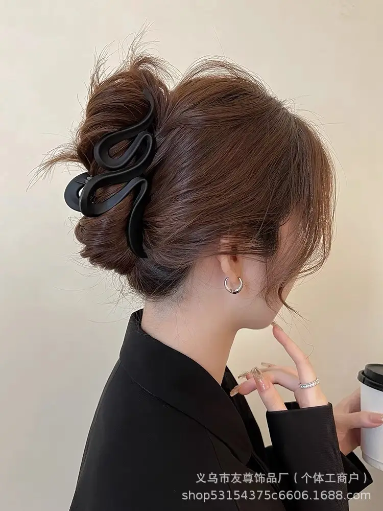 Large Black Shark Hair Clip for Women 12cm