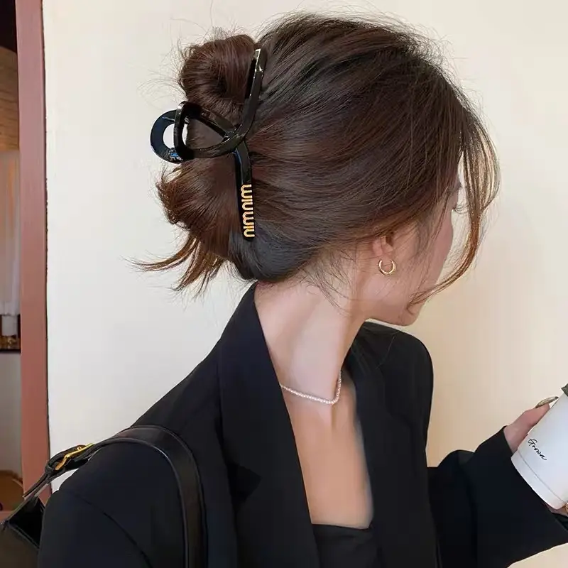 Large Black Shark Hair Clip for Women 12cm