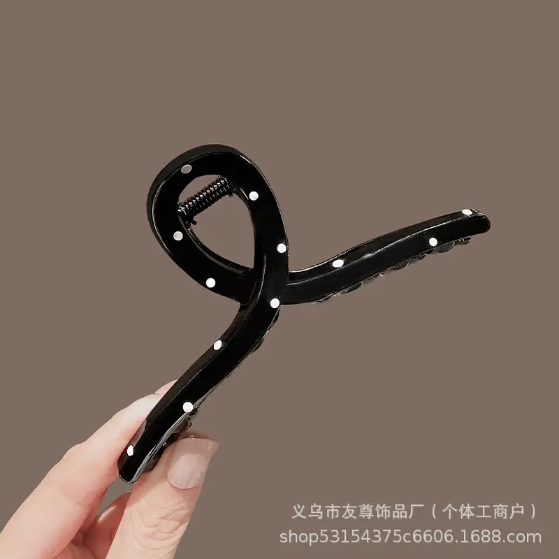 Large Black Shark Hair Clip for Women 12cm