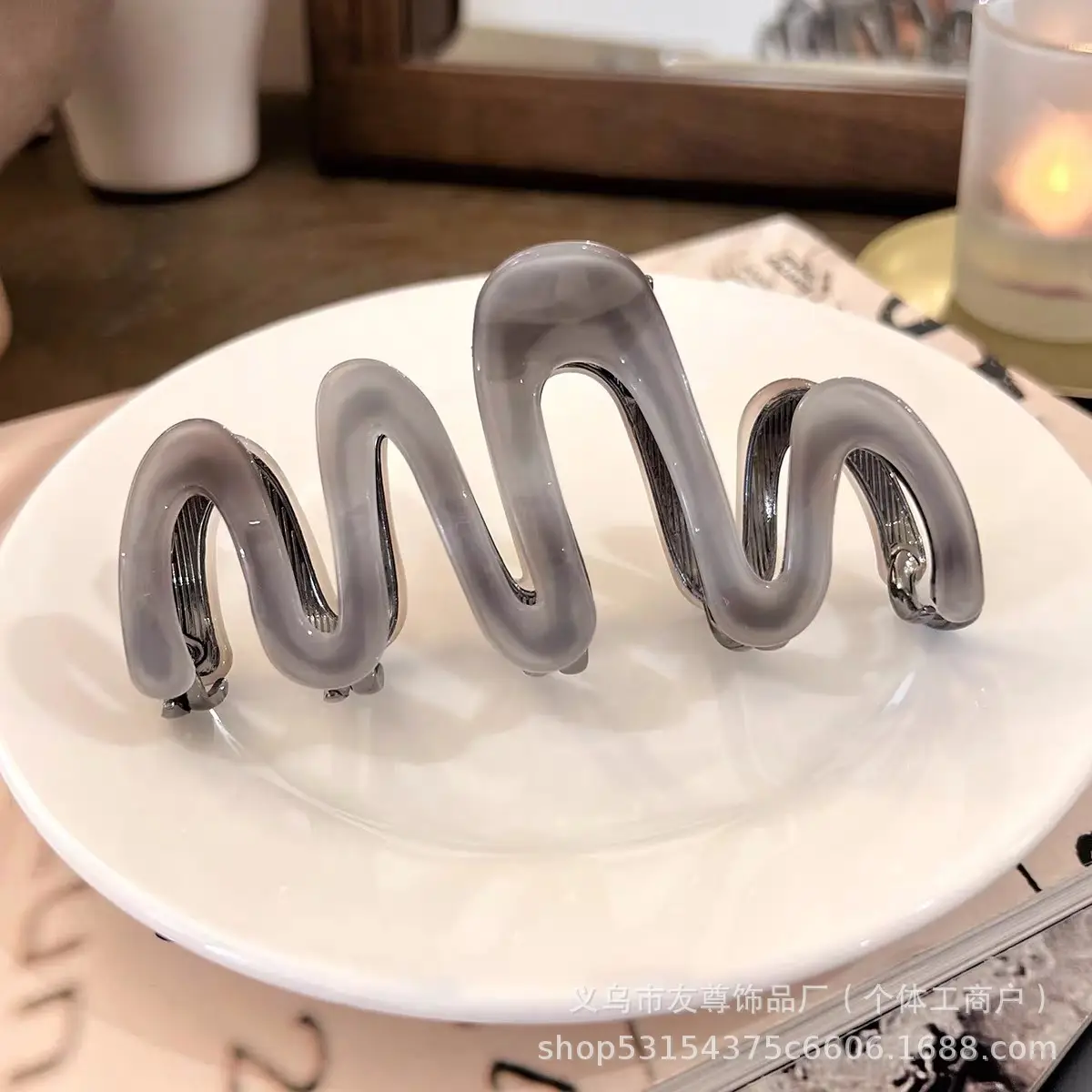Large Black Shark Hair Clip for Women 12cm