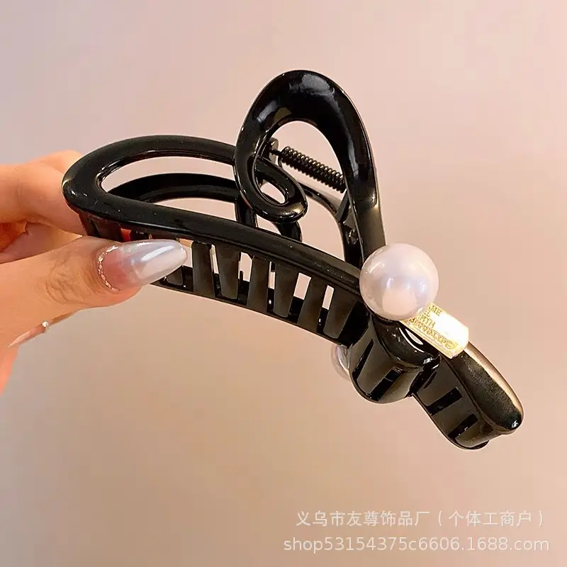 Large Black Shark Hair Clip for Women 12cm