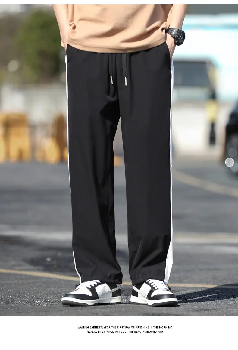 Men's Ice Silk Drawstring Pants Summer Loose Straight — feature 10