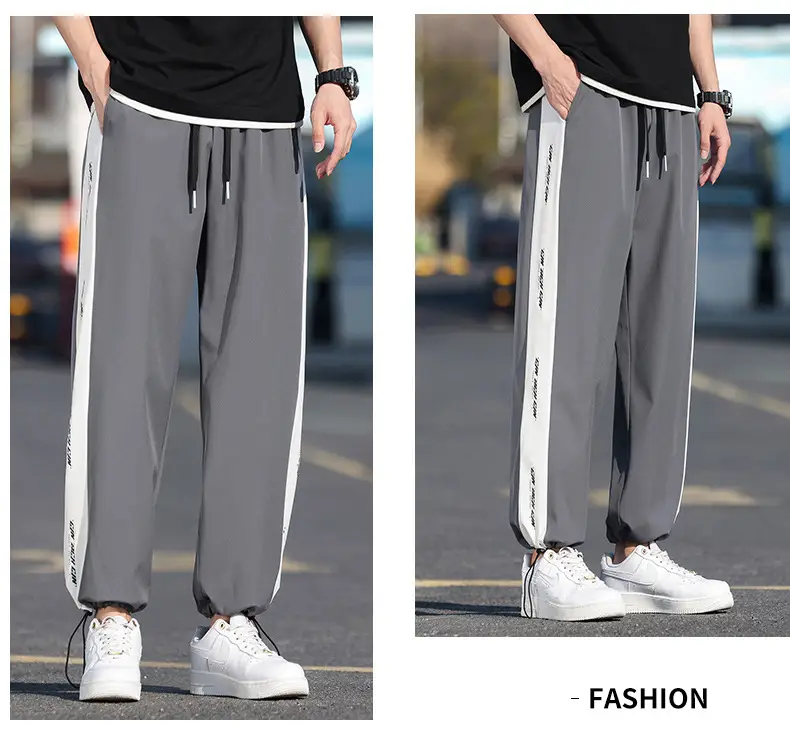 Men's Ice Silk Drawstring Pants Summer Loose Straight — feature 13