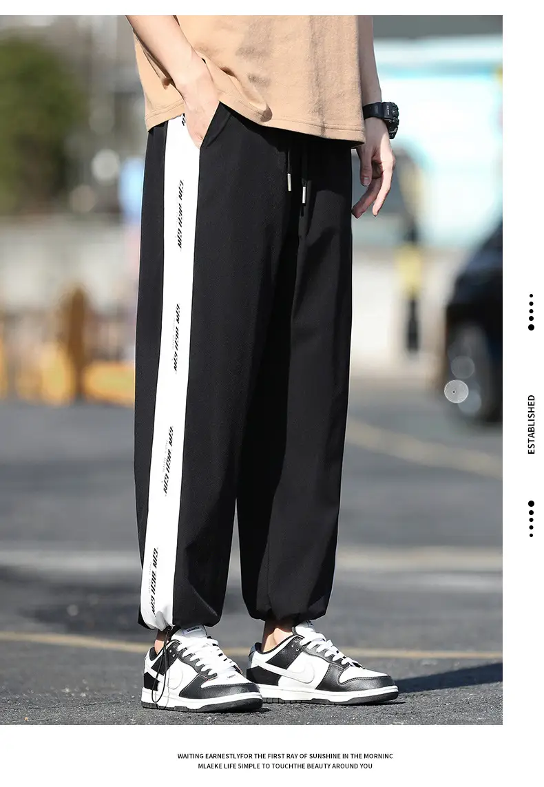 Men's Ice Silk Drawstring Pants Summer Loose Straight — feature 8