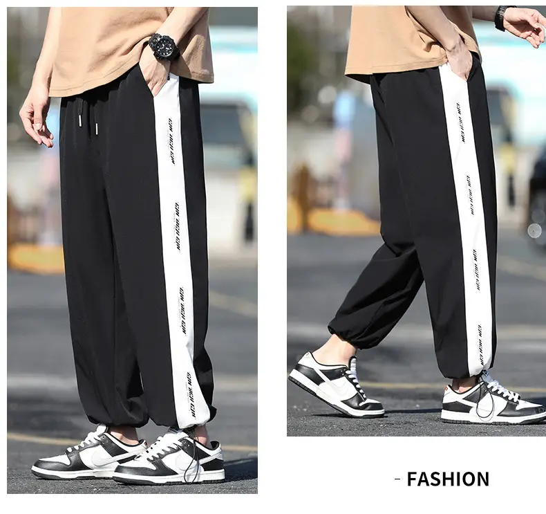 Men's Ice Silk Drawstring Pants Summer Loose Straight — feature 9