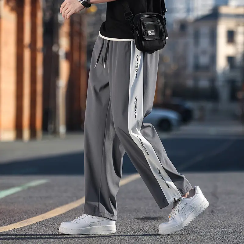 Men's Ice Silk Drawstring Pants Summer Loose Straight - Image 2