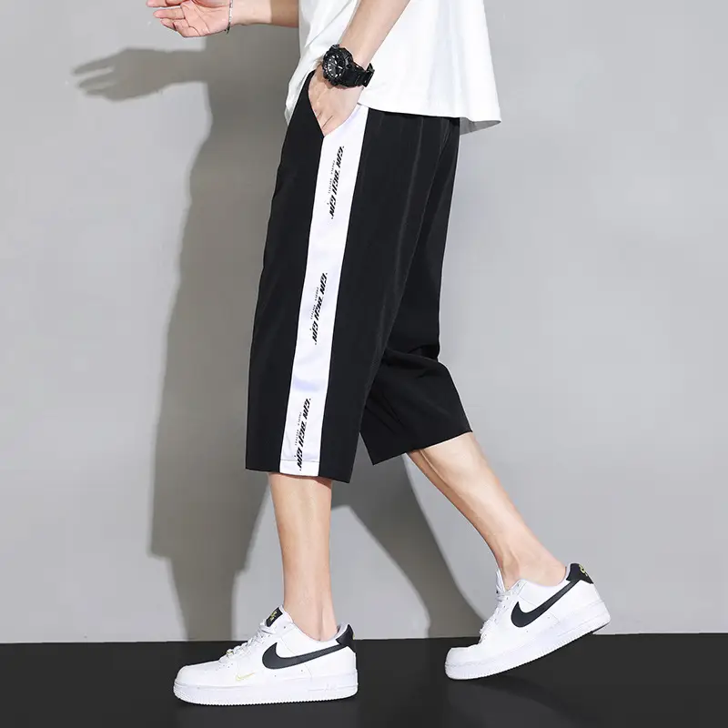 Men's Ice Silk Drawstring Pants Summer Loose Straight - Image 3