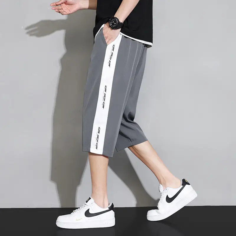 Men's Ice Silk Drawstring Pants Summer Loose Straight - Image 4