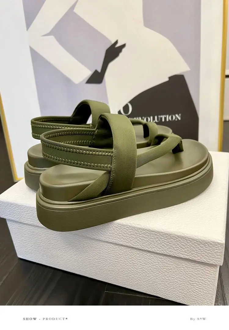 Olive Green Cross Strap Sandals for Women Casual Flip Flops — feature 10