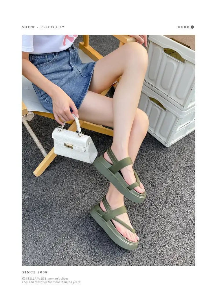 Olive Green Cross Strap Sandals for Women Casual Flip Flops — feature 13