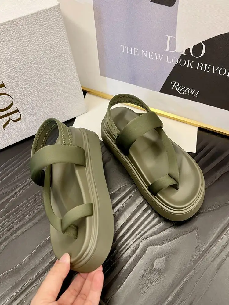 Olive Green Cross Strap Sandals for Women Casual Flip Flops — feature 7