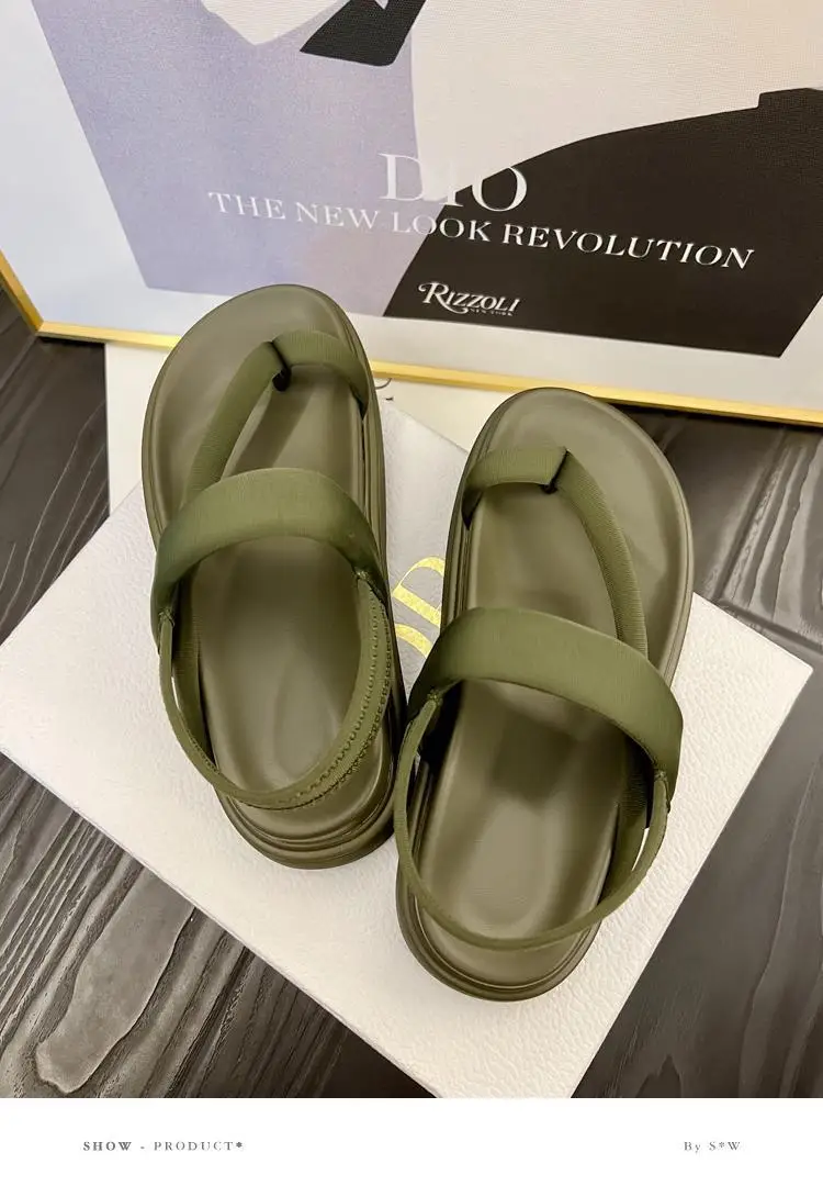 Olive Green Cross Strap Sandals for Women Casual Flip Flops — feature 9