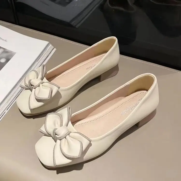 Women's White Bow Flat Shoes Spring Summer 2024 - Image 4