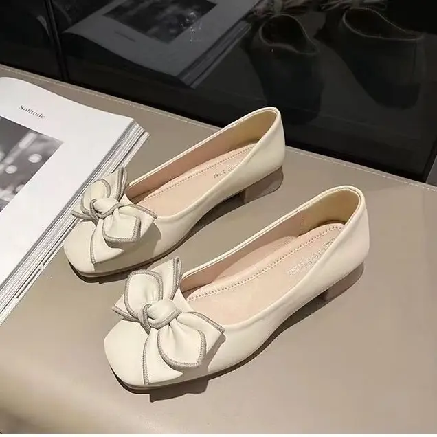 Women's White Bow Flat Shoes Spring Summer 2024 - Image 7