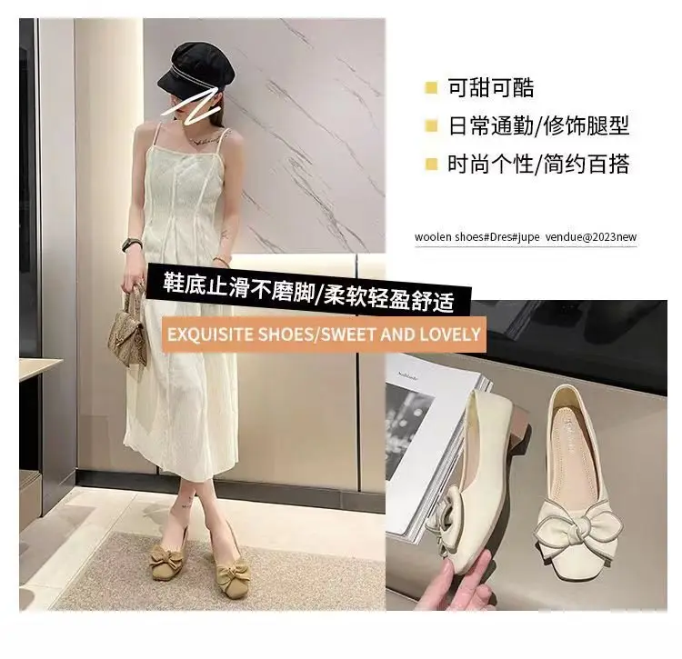 Women's White Bow Flat Shoes Spring Summer 2024 — feature 1
